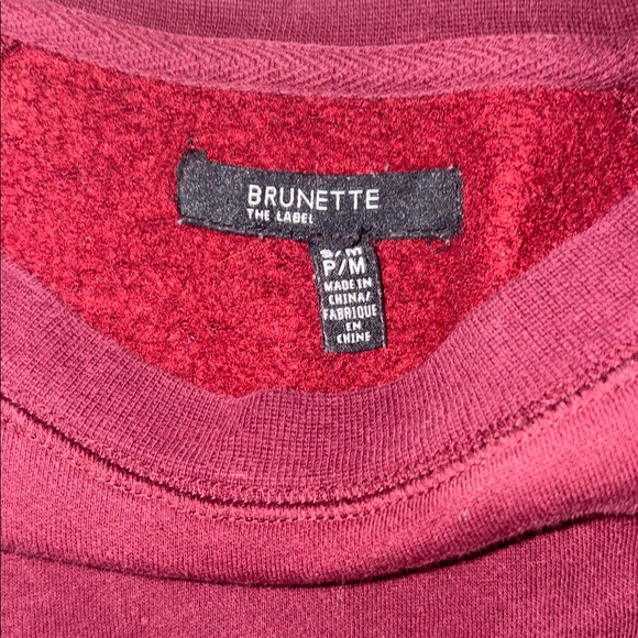 “BLONDE” Brunette The Label Burgundy Crew Neck Sweater - Picture 3 of 5